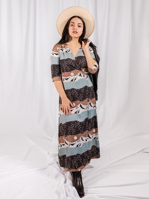 Aditi Wrap Dress - Mountain Stripe - Image 5