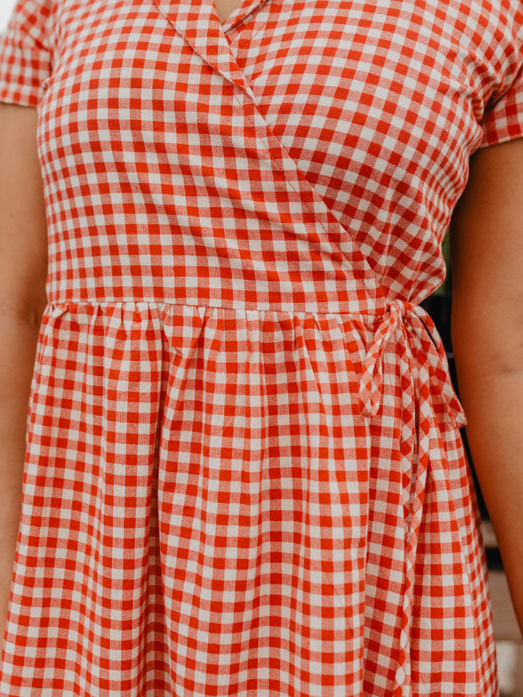 Annie Wrap Dress - Cherry Gingham - Image 2