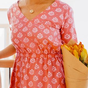 Lydia Dress - Floral Stamp Rose - Image 5