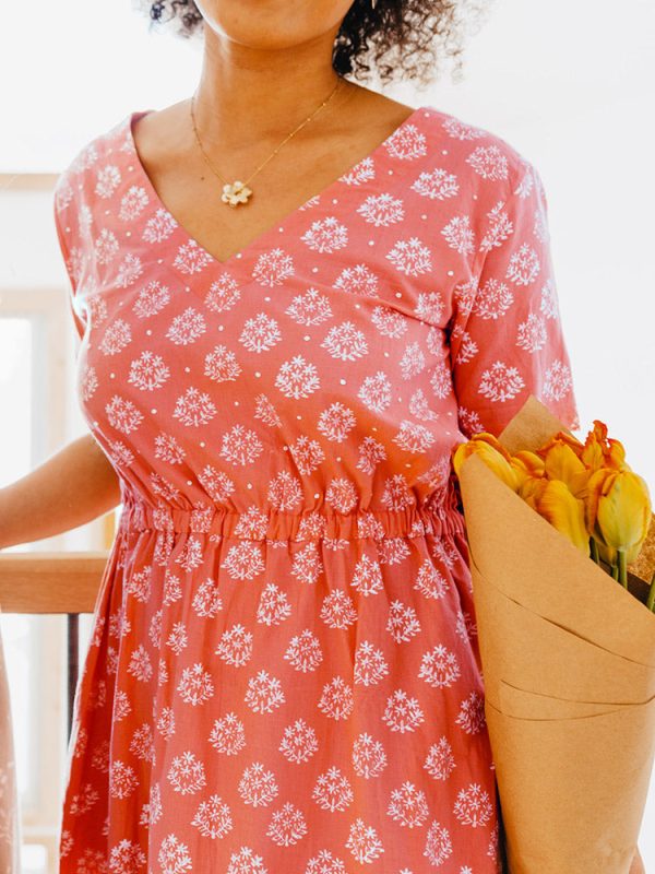 Lydia Dress - Floral Stamp Rose - Image 5