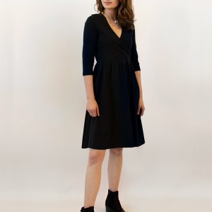 Callie 3/4 Sleeve Wrap Dress - Black - Image 7