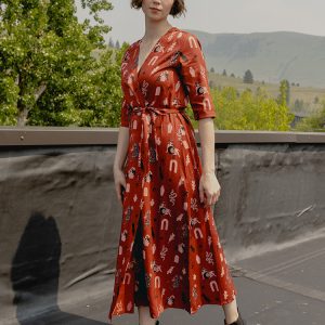 Aditi Wrap Dress - Modern Objects Cranberry - Image 1