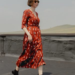 Aditi Wrap Dress - Modern Objects Cranberry - Image 4