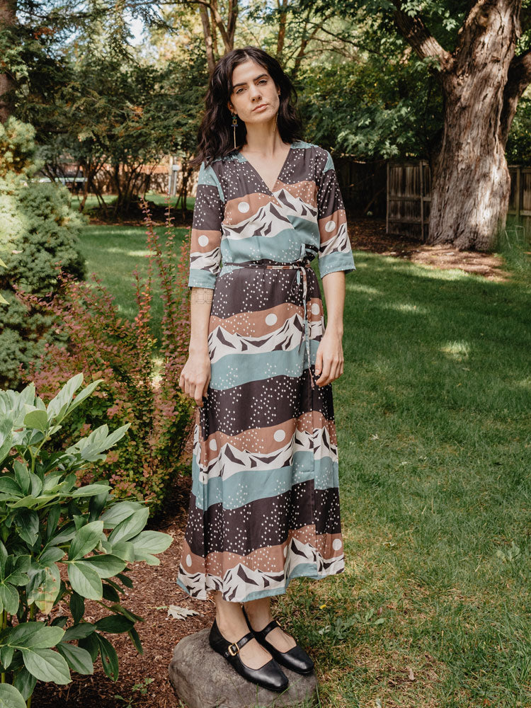 Aditi Wrap Dress - Mountain Stripe - Image 4