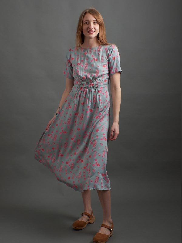 Artsy Traveler Short Sleeve Midi Dress - Botanical Slate - Image 2