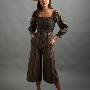 Theodora Jumpsuit - Chevron Fern Red - Image 1