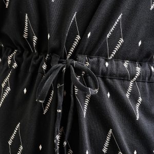 Abby Drawstring Plus Size Dress - Diamond Vine Black - Image 5