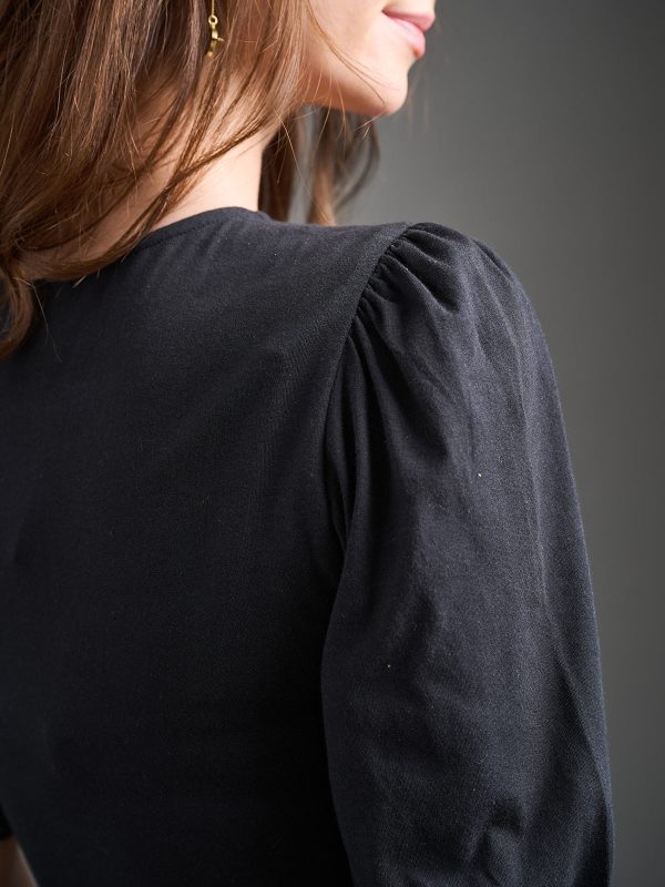 Inez Bubble Sleeve Dress - Black Jersey - Image 2