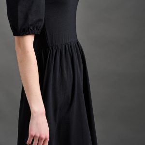Inez Bubble Sleeve Dress - Black Jersey - Image 4
