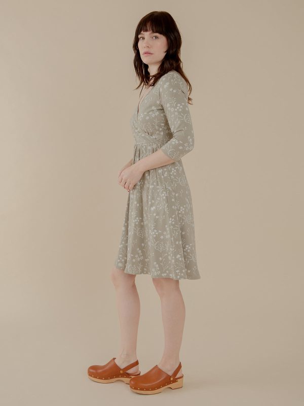 Callie 3/4 Sleeve Wrap Dress - Field Taupe - Image 2