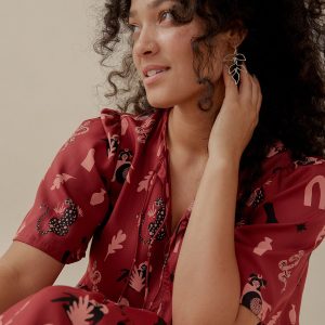 Adelaide Tiered Mini Dress - Modern Objects Cranberry - Image 2