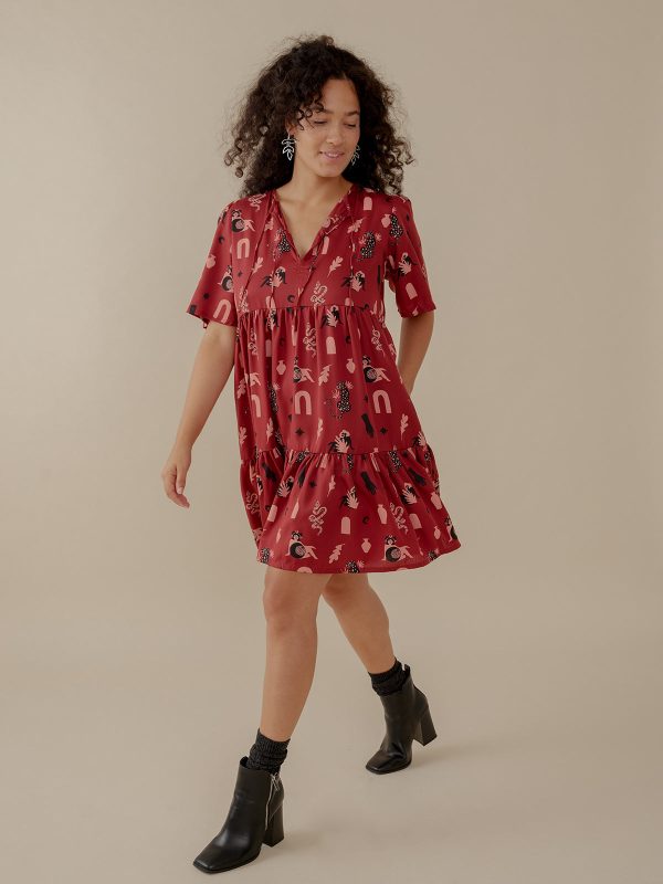 Adelaide Tiered Mini Dress - Modern Objects Cranberry