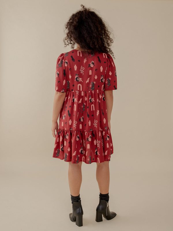 Adelaide Tiered Mini Dress - Modern Objects Cranberry - Image 4
