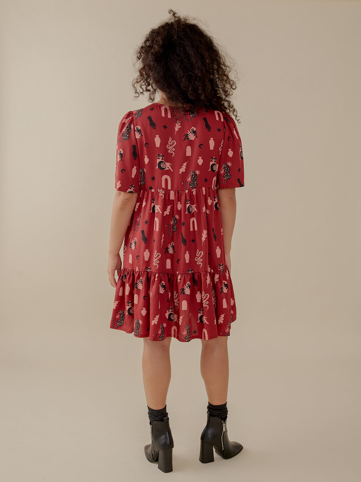 Adelaide Tiered Mini Dress - Modern Objects Cranberry - Image 4