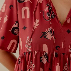 Adelaide Tiered Mini Dress - Modern Objects Cranberry - Image 5