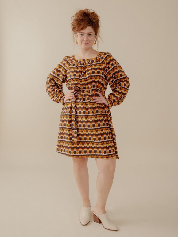 Alexis Long Sleeve Mini Dress - Circle Stripe Desert - Image 2