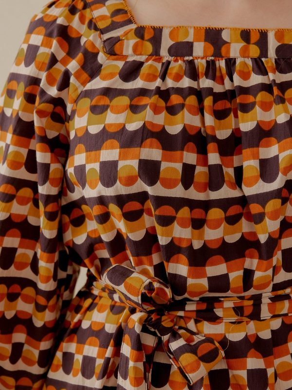 Alexis Long Sleeve Mini Dress - Circle Stripe Desert - Image 5