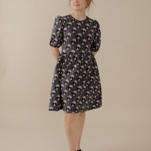 Inez Bubble Sleeve Dress - Vase Cluster Graphite - Image 4