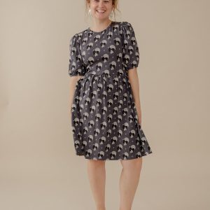 Inez Bubble Sleeve Dress - Vase Cluster Graphite - Image 1