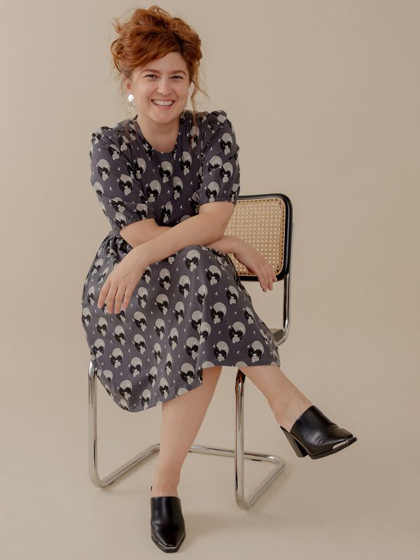 Inez Bubble Sleeve Dress - Vase Cluster Graphite - Image 2