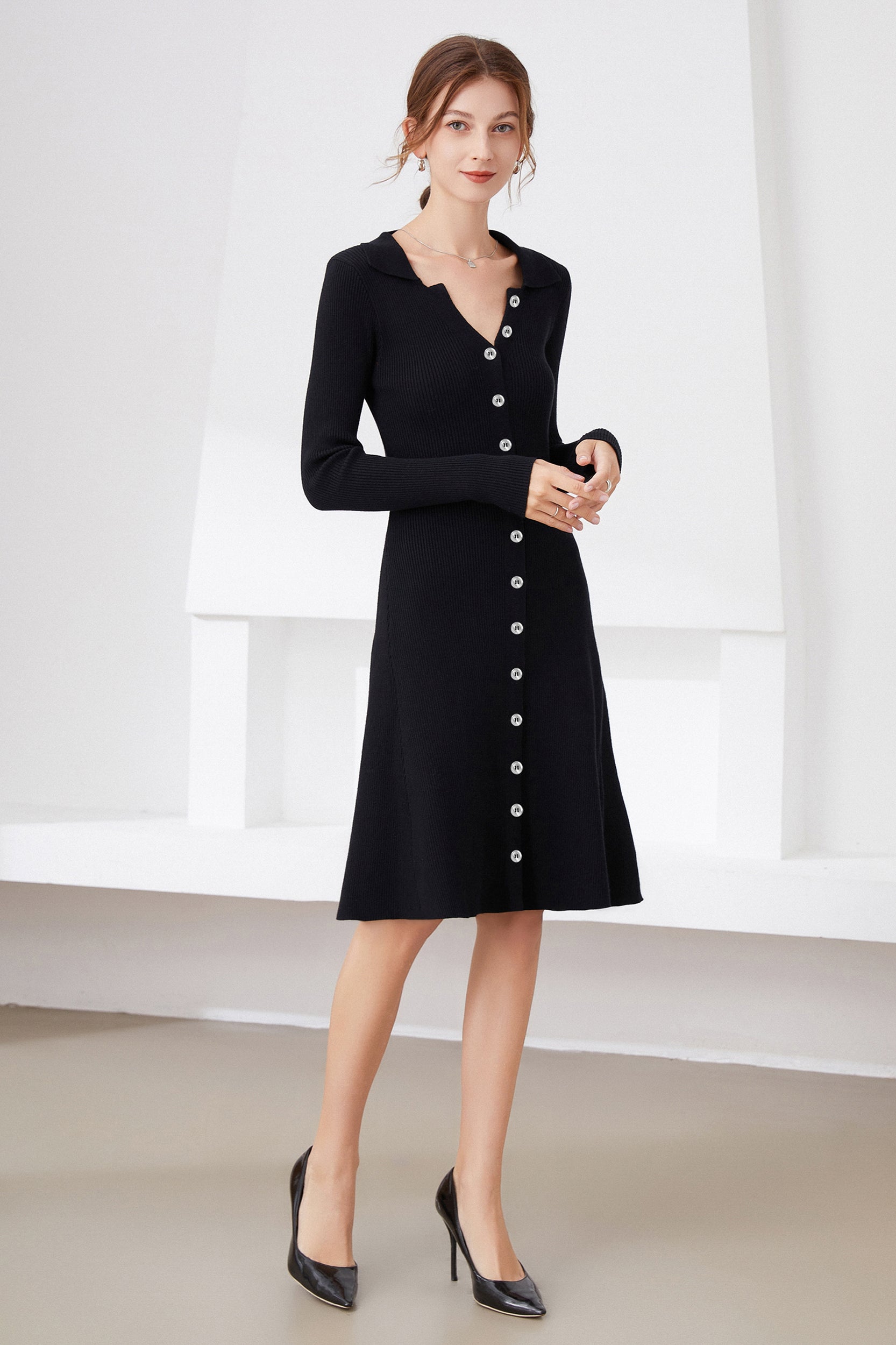 Shell Button Fit-and-Flare Dress - Image 6