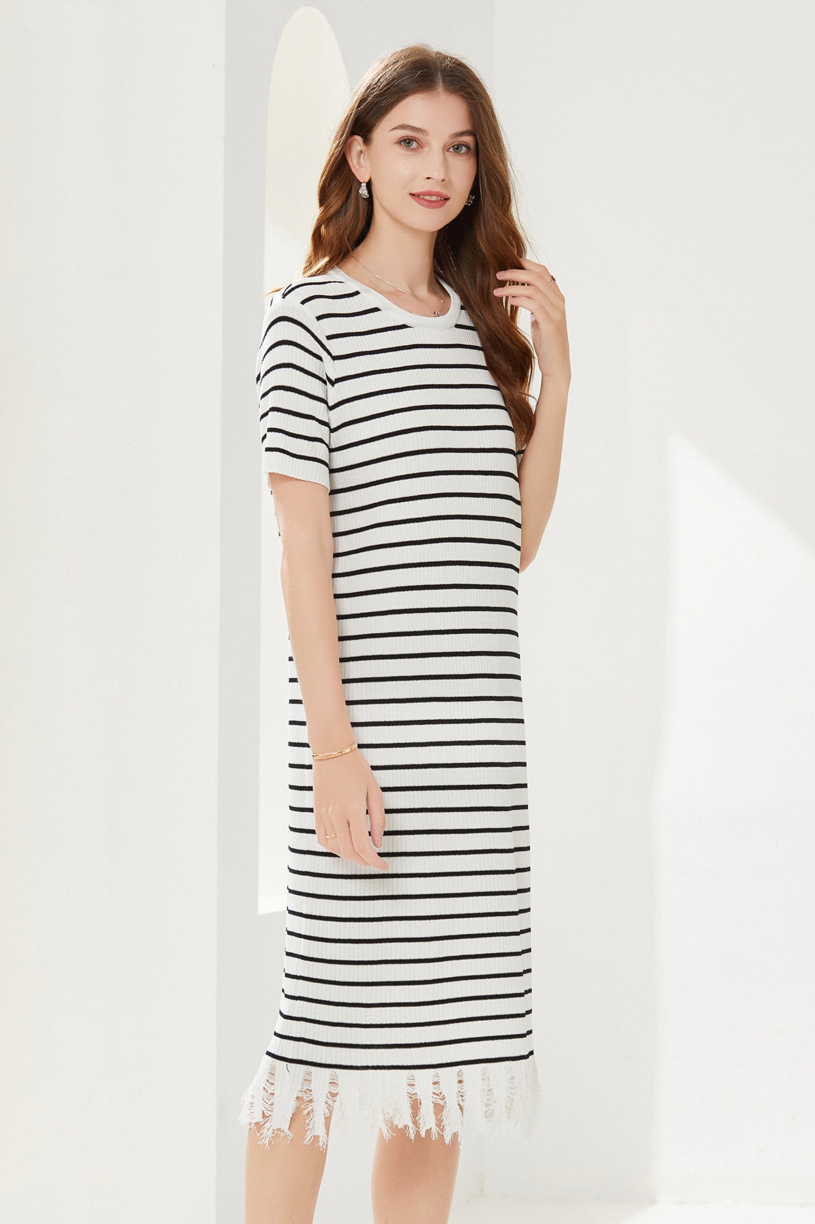 Breton Striped Fringe Dress - Image 4