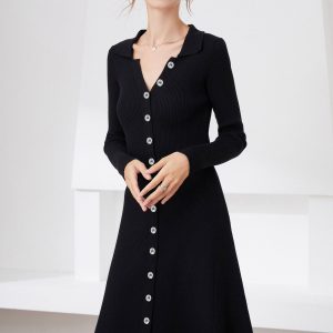Shell Button Fit-and-Flare Dress - Image 5