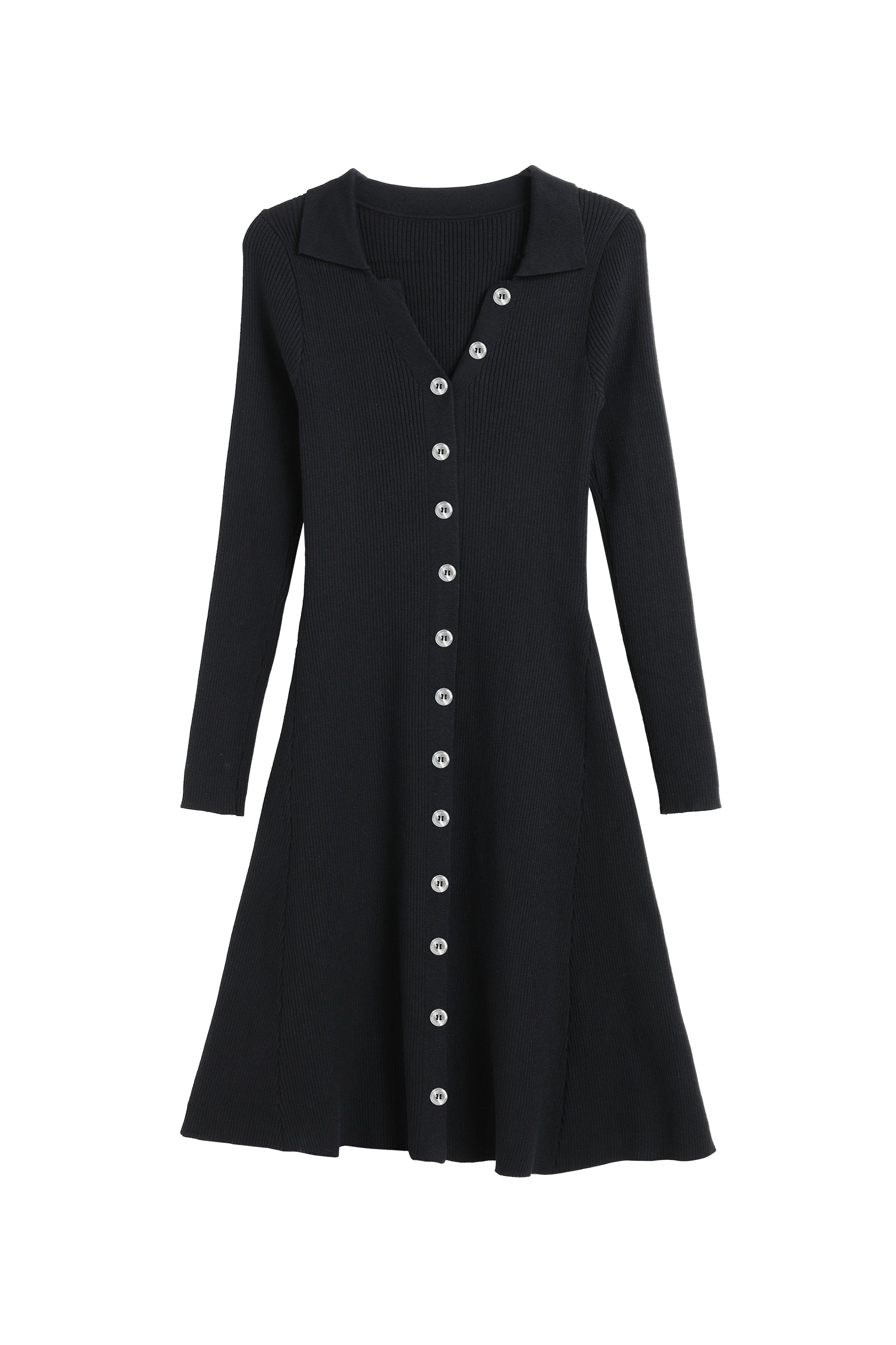 Shell Button Fit-and-Flare Dress - Image 11