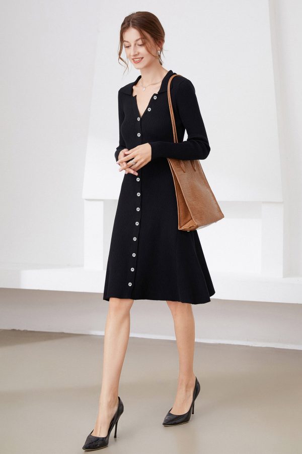 Shell Button Fit-and-Flare Dress - Image 7